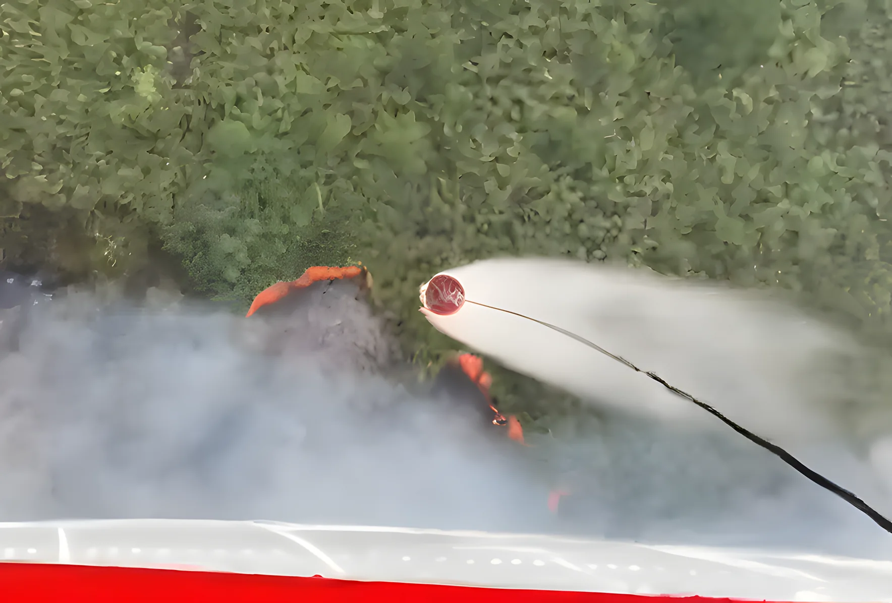 Water drop over a wildfire